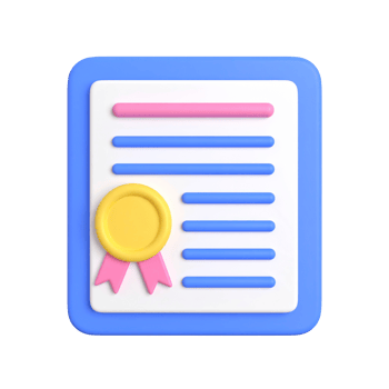Cartoon graduation certificate with seal illustration on transparent background png