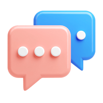 Glossy 3D speech bubbles conversation icons on transparent background png
