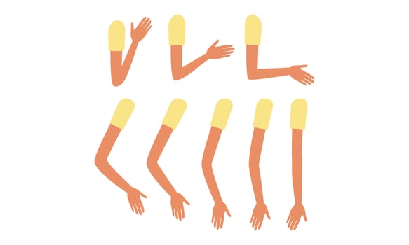 Female Arms in Various Poses Set, Girl Character Creation Details Cartoon Illustration vector