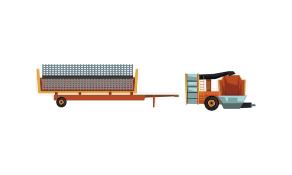 Collection of Agricultural Machinery for Growing and Harvesting Crops Flat Illustration vector