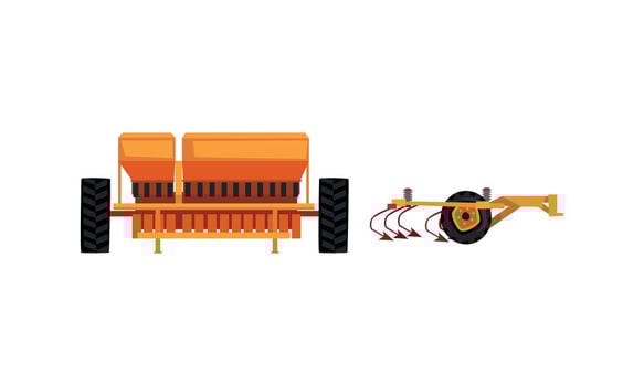 Heavy Agricultural Machinery for Growing and Harvesting Crops Set Flat Illustration vector