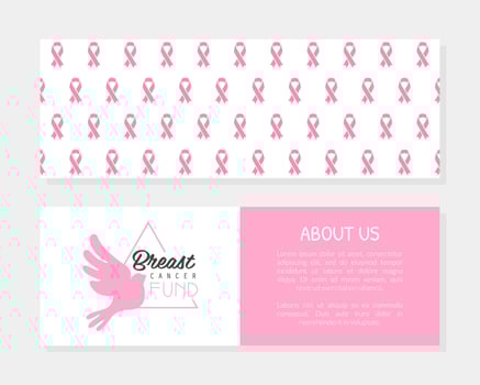 Breast Cancer Fund Card Template, Banner, Brochure, Flyer Design, Women Support, Cancer Prevention, Help and Charity Cartoon Illustration vector