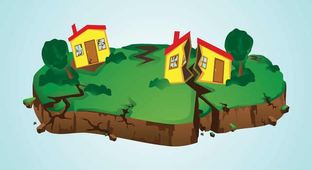 Background illustration of Earthquake and damaged houses vector