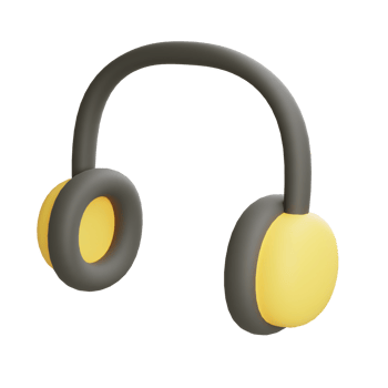 Yellow and Black Headphones in 3D Cartoon Style png