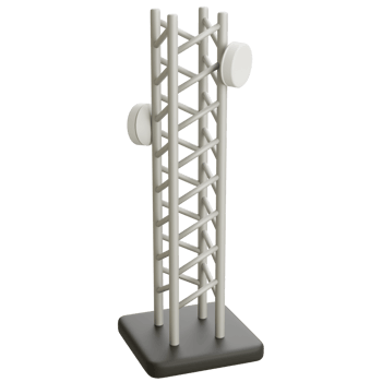 3D Signal Tower with Antennas on Base png