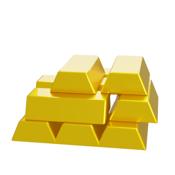 3D Gold Bars Stacked in Cartoon Style png