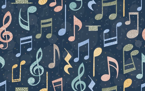 Cute seamless pattern with musical notes. Joyful and educational background for children products, nursery decor, bedding sets, stationery vector