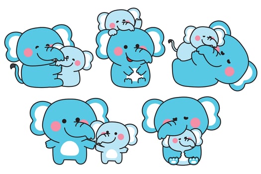Cute blue elephant illustrations for children vector