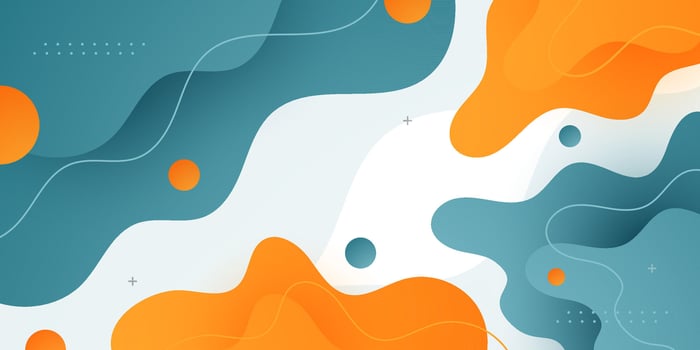 Abstract colorful bright fluid liquid banner orange and green gradient color background. Simple and trendy wave pattern horizontal background design. vector