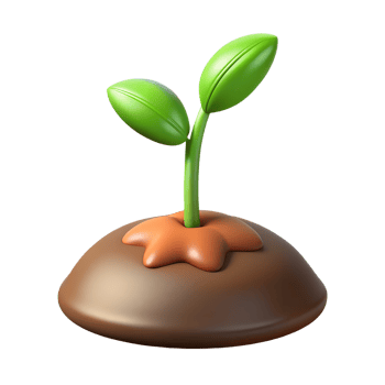 Small Green Seedling Sprouting from Soil 3D Icon png