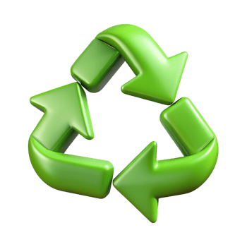 3D Green Recycling Symbol with Curved Arrows png