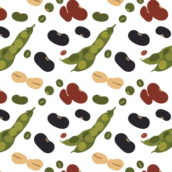 Colorful Beans and Legumes Seamless Pattern Healthy Food Design vector