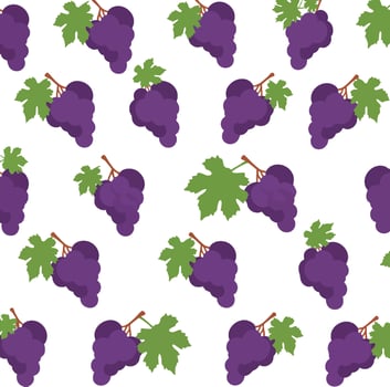 Purple Grapes Seamless Pattern Fruit Vine Cluster Background vector