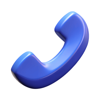 3D Blue Phone Handset Icon on Transparent Background png