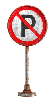 Old Rusty No Parking Sign Isolated on Transparent Background png