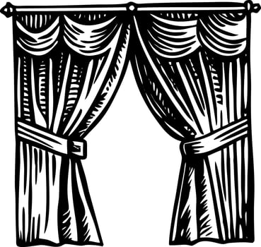 A glyph style illustration depicting curtains vector