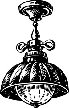 A vintage style illustration showing light fixture vector