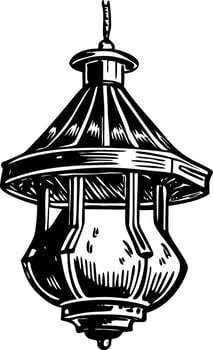 A vintage style illustration showing hanging lamp vector