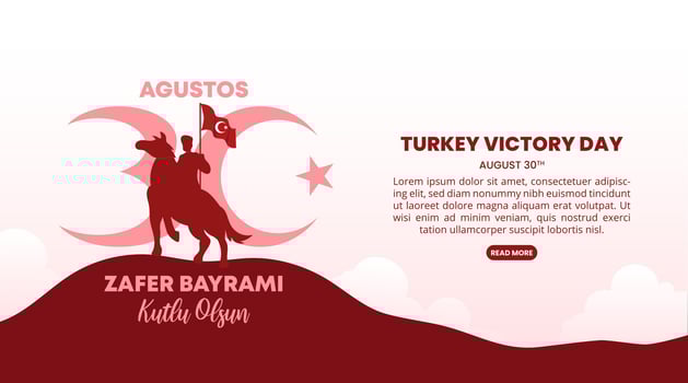 30 Agustos Zafer Bayrami or August 30 Turkey Victory Day with a cavalry and flag vector