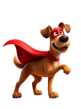 a cartoon dog wearing a red cape png
