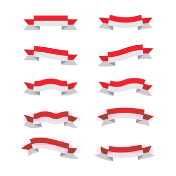 Indonesia ribbon flag set isolated on white. illustration design. vector