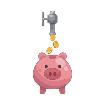 Coins Falling into Piggy Bank Illustration vector