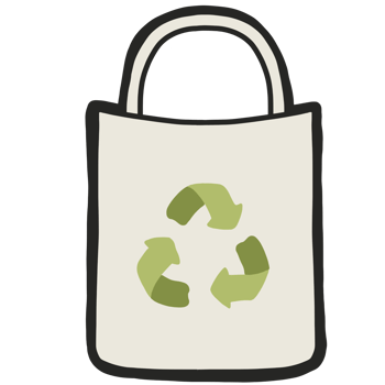 A bag with a recycling symbol on it png