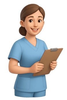 Nurse holding clipboard smiling in uniform png