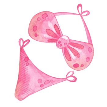 Hand drawn watercolor illustration of a pink swimsuit. Summer fashion element is perfect for beach design, travel blogs, textiles and packaging. png