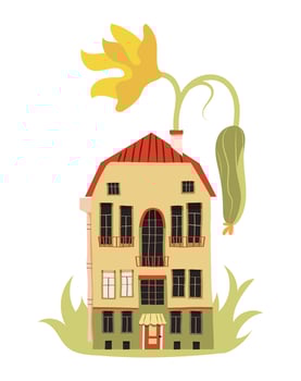House with flower design illustration vector