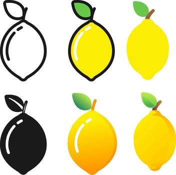 Colorful lemon illustrations in various styles vector