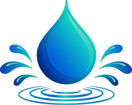 Blue water drop with splashes vector