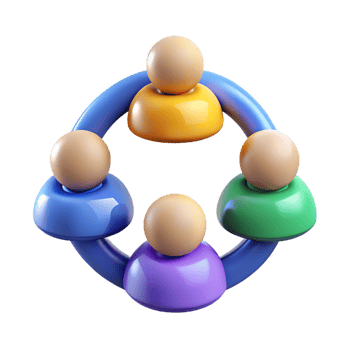 Vibrant stylized people circle collaboration concept on transparent background png