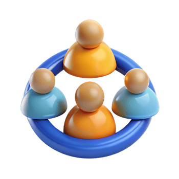 Teamwork concept, blue ring of people on transparent background png