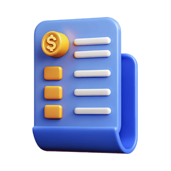Blue financial invoice with dollar symbol on transparent background png
