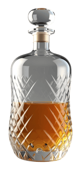 Crystal decanter filled with whiskey looks inviting and sophisticated png