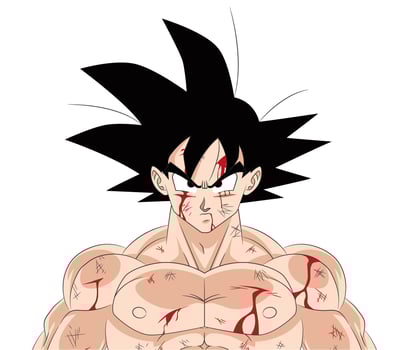 Goku Damaged Face Intense Expression vector