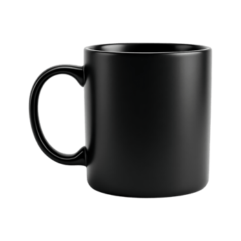 Blank black coffee mug mockup. Perfect for branding and design presentations. png