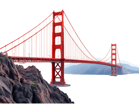 Iconic Golden Gate Bridge in San Francisco, California. png