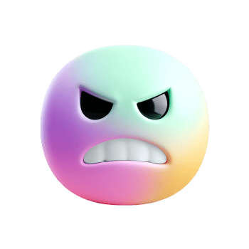 Colorful Angry Emoji with Gritted Teeth on transparent background vibrant png