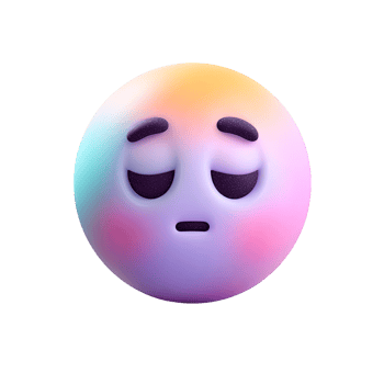 3D Sad Emoji with Rainbow Colors on Transparent Background rendered png
