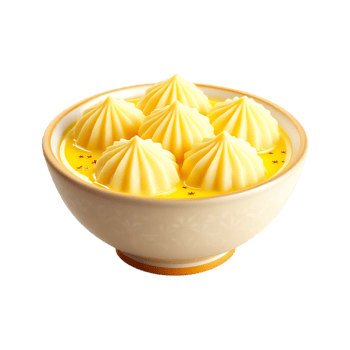 Delicious creamy mashed potatoes in a bowl. Comfort food, home cooking. png