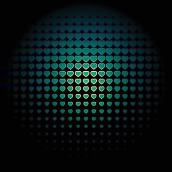 Bright Blue Abstract radious hearts background vector