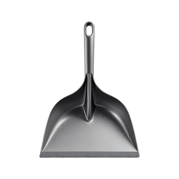A black plastic dustpan isolated png