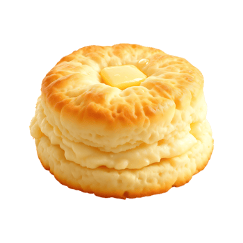 Delicious golden brown biscuit with melted butter. png