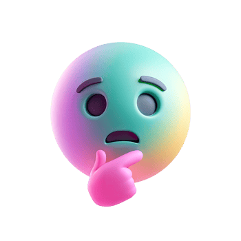 Colorful Thinking Emoji with Hand on Chin on Transparent Background png
