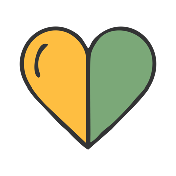 Abstract Modern Heart Shape Two Tone Yellow Green Minimalist Design Illustration png