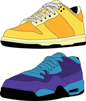 Colorful sneakers Illustration icon set, Modern Shoes Set Flat Color Design of Casual Footwear, Fashionable shoes Collection vector