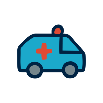 Cartoon Ambulance Icon Medical Emergency Vehicle Illustration Simple Design Blue Red png