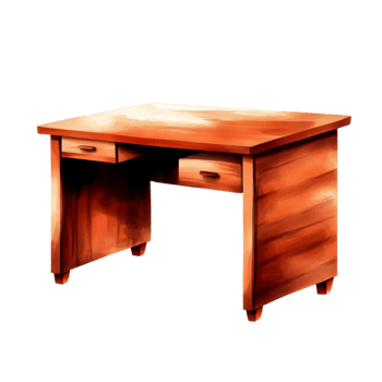Wooden Desk with Drawers, Simple Design for Office or Home Workspace png